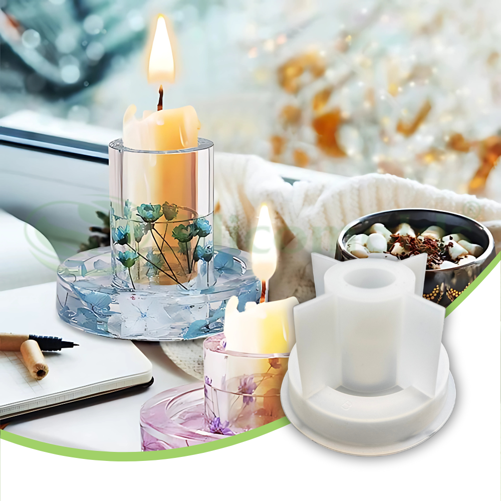 SILICOMOLDS-Round Candle Mold Holder Middle-CM028